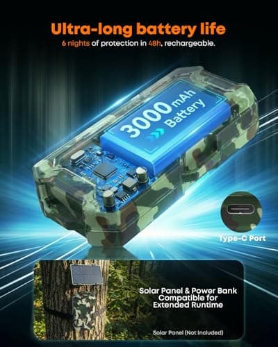 Camping Radar Security Alarm,Wireless Perimeter Alarm,Rechargeable Motion Sensor Trip Alarm,1/2 Mile Range,Waterproof System for Outdoor Security&Survival Gear-Updated Version(Jungle Camo) - Thumbnail 5