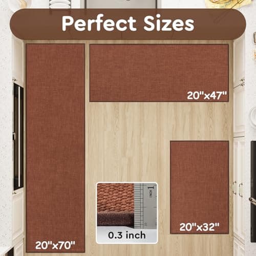 tchdio Kitchen Mats for Floor, Rubber Backed Kitchen Rugs Non Slip Washable, Superior Absorbent Kitchen Runner Rug Easy to Clean, Comfort Kitchen Floor Mat Front of Sink (Burnt Orange, 20" × 47") - Thumbnail 6