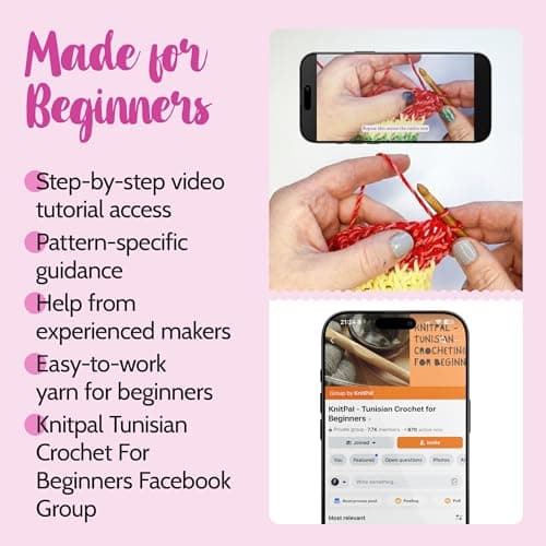 KnitPal Sunset Striped Market Bag Tunisian Crochet Kit for Confident Beginners – Make a Reusable Market Tote – with Cotton Bliss Yarn, Tunisian Crochet Hook, Pattern & Video Tutorials - Thumbnail 5