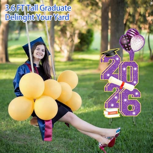 2026 Graduation Decorations - 3.5FT Large Class 2026 Graduation Yard Sign Yard Decorations Congrats Graduation Lawn Signs 2026 Grad Yard Signs with Stakes for Outdoor Indoor Congrats Graduation Party Decoration Supplies - Thumbnail 3