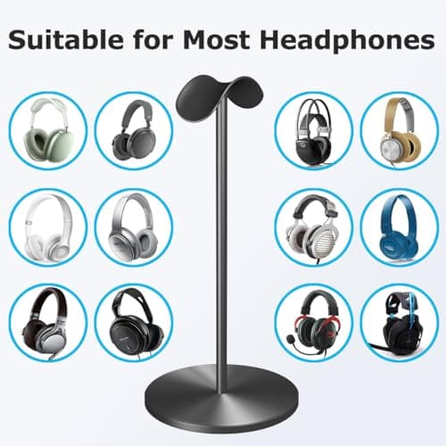 Cyfromt Headphone for Desk Hanger Holder Organizer Keeper Racks Storage Mount Gaming Headset Stand Premium Functional Craftmanship Headset Stand (Metal) - Thumbnail 3