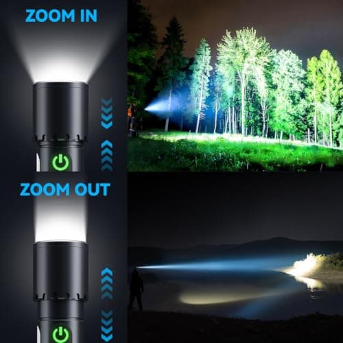 ADDplus Magnetic Flashlight Rechargeable,5000mAh Flashlights High Lumens with 9 Modes,Waterproof, Adjustable,Powerful Flash Light,Emergency Multi-Flashlights for Home,Car,Hiking,Camping (1, Black) - Thumbnail 4