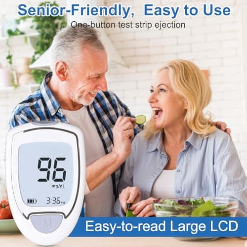 Glucose Monitor Kit, Blood Sugar Monitor with 50 Strips & Lancets, Diabetic Testing Kit with Auto Eject, No Coding, Large Display for Seniors, Glucometer Blood Sugar Testing Kit for Travel & Home Use - Thumbnail 6