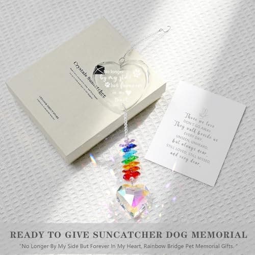 Dog Memorial Gifts for Loss of Dog, K9 Pet Memorial Crystal Suncatcher, Pet Sympathy Loss Passing Away Remembrance Bereavement Gift (Color-Heart) - Thumbnail 4