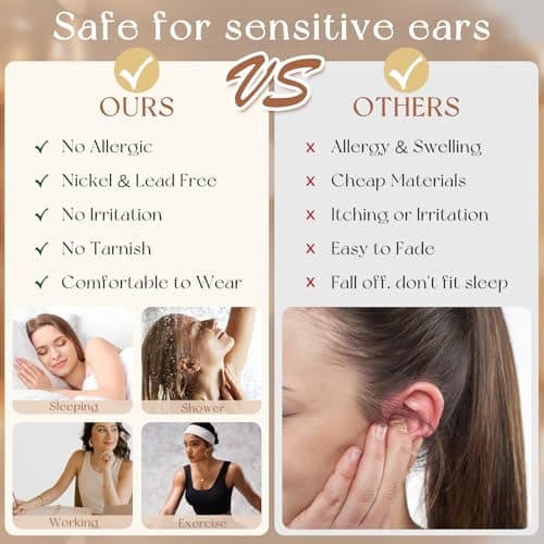 adoyi Gold Hoop Earrings Set for Women Hypoallergenic Stainless Steel Earrings for Sensitive Ears 14K Gold Plated Flat Back Studs Cartilage Earring for Women Lightweight Jewelry Gifts - Thumbnail 6