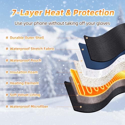 AGPTEK Heated Gloves for Men Women, 7.4V Fast Heat Rechargeable Winter Glove with Battery Indicator &Touchscreen, Waterproof Hand Warming for Skiing, Hiking, Camping, Fishing, Motorcycle, S - Thumbnail 5