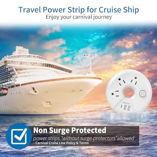 Travel Power Strip, NTONPOWER 3 Outlets 3 USB(1 USB C) Cruise Approved Power Strip, Short Extension Cord 3ft, Travel Essentials for Home, Hotels, Cruise Ship, Vacation, White, i-Donut - Thumbnail 4