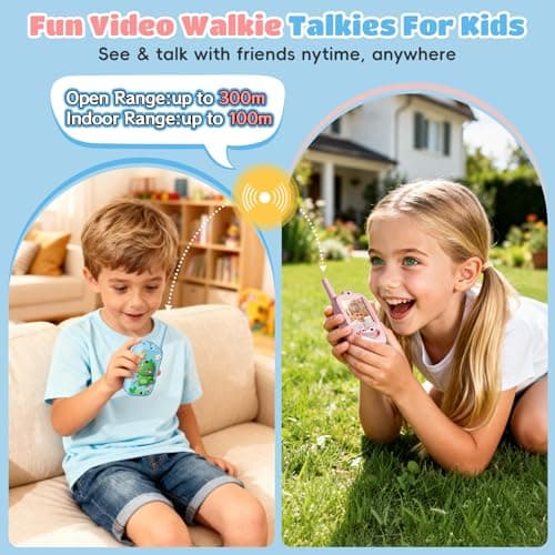 Video Walkie Talkies for Kids – Kids Walkie Talkies 2 Pack with Cute Silicone Cover, Voice Changer, 1000FT Range, Fun Indoor Outdoor Toys – Birthday for Boys and Girls Ages 3-10 - Thumbnail 2