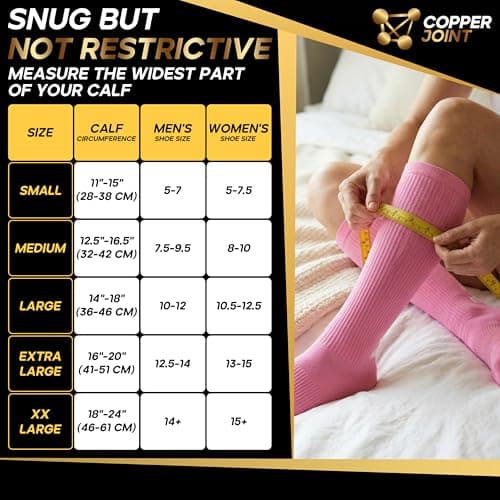 CopperJoint Copper Compression Socks for Women, Knee High Compression for Circulation, Socks for Nurses, Running, Travel & Everyday Use, Ideal Gifts for Women & Maternity- 2 Pairs in a Pack - Large - Thumbnail 4