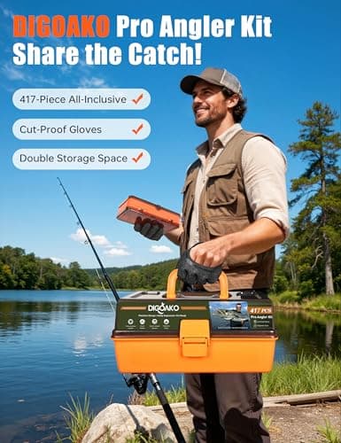 DIGOAKO Large 3-Layer Fishing Tackle Box with Tackle Included, All-in-One 417 Pcs Fishing Lures Kit with Small 2-Sided Box & Gloves for Anglers, Complete Freshwater Bass Fishing Gear, Gift for Men - Thumbnail 3