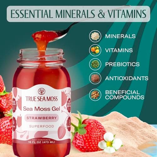 TrueSeaMoss Wildcrafted Irish Sea Moss SuperFood - Made with Premium Sea Vegetables - Vegan-Friendly, Supports Digestive Health - Made in USA (Strawberry, Pack of 1) - Thumbnail 5