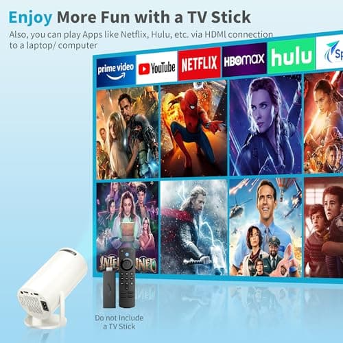 Mini Projector Portable Proyector 4K Support, Full HD 1080P Small Projector with 270° Rotatable Stand, Movie Projector Compatible with TV Stick/Smartphone/HDMI/USB for Bedroom/ Outdoor Camping - Thumbnail 3