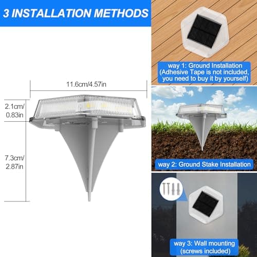 CREPOW Solar Deck Lights Dock Step Lights- 4 Packs Waterproof 1200mAh Auto ON/Off LED Solor Powered Stair Lighting for Outdoor Garden, Patio, Pathway, Walkway, Driveway (Warm White) - Thumbnail 3