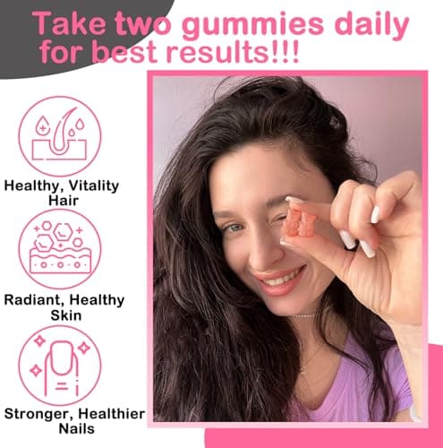 VEGEPOWER Biotin Gummies for Hair Growth 10000mcg - Vegan Biotin Vitamins Supports Healthy Hair, Skin and Nails, Hair Vitamin Gummy for Women & Men - Non-GMO, Chewable Supplement - Thumbnail 2