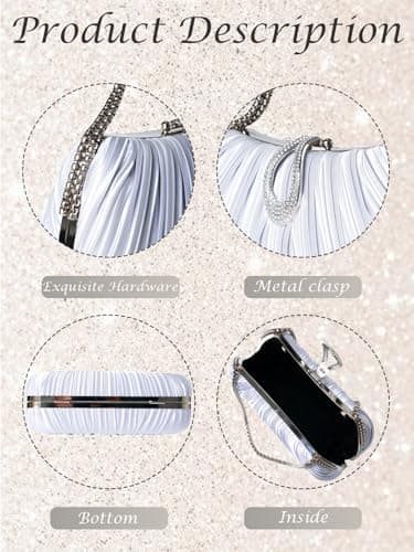 Silver Clutch Purses for Women -Elegant Sparkling evening bags for Wedding Galas, Prom Nights, Cocktail Parties&Formal Events - Thumbnail 5