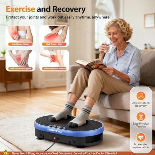 Vibration Plate Exercise Machine for Lymphatic Drainage & Weight Loss, Shake Plate with Resistance Bands, 120 Speed Levels, Remote Control, Full Body Workout, Compact Home Gym Equipment - Thumbnail 6