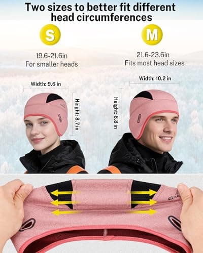 GXCROR Winter Helmet Liner Skull Cap, Fleece Lined Warm Cycling Cap with Glasses Holes, Thermal Hat Beanie for Men Women Pink - Thumbnail 6