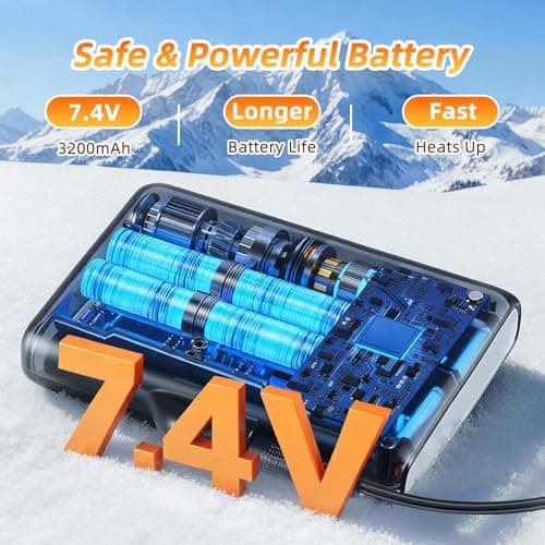 AGPTEK Heated Gloves for Men Women, 7.4V Fast Heat Rechargeable Winter Glove with Battery Indicator &Touchscreen, Waterproof Hand Warming for Skiing, Hiking, Camping, Fishing, Motorcycle, S - Thumbnail 3