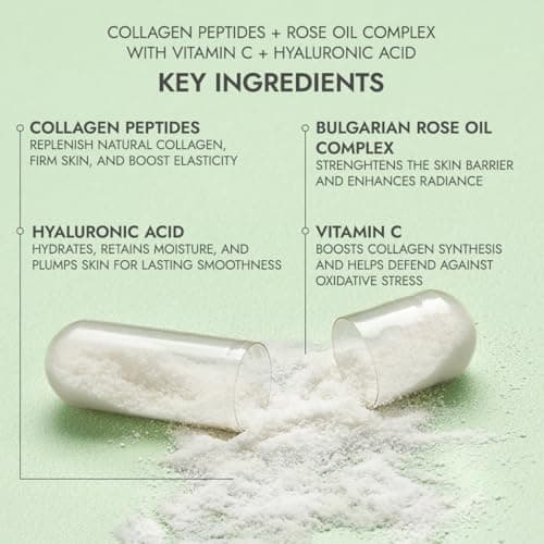 Alteya Organics Collagen Peptides & Rose Oil Complex – Beauty Supplement with 3200mg Marine Hydrolyzed Collagen Type I & III, Vitamin C & Hyaluronic Acid – Skin, Hair, Nail & Joint Support - Thumbnail 5
