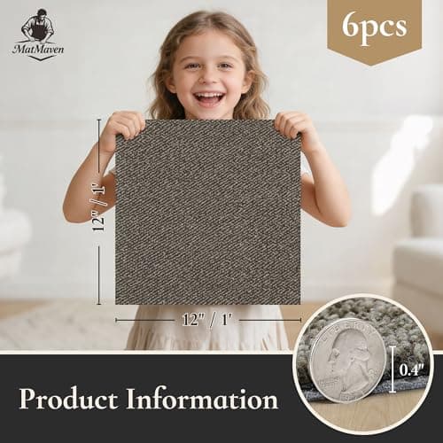 MatMaven Kitchen Rugs, Super Absorbent and Stain Resistant Kitchen Mats, Non Slip Machine Washable Kitchen Rug,6 Picecs Soft Kitchen Floor Mat for Hallway,Office,Sink,Laundry,12"x12"Carpet Mats,Taupe - Thumbnail 2