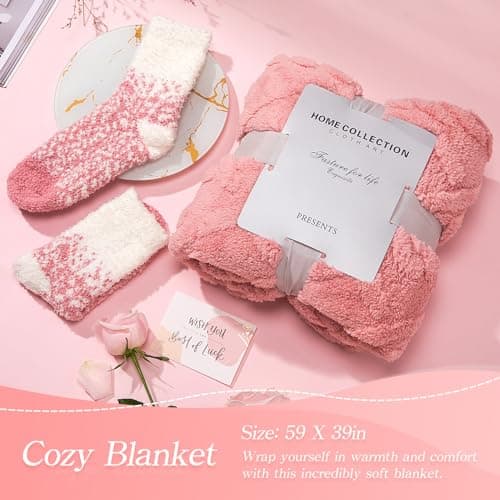 Christmas Gifts Unique for Women Get Well Soon Gifts, Self Care Baskets Bath Set Care Package Thinking of You Gifts Relaxation Gifts for Women Mom Her Friend Wife Grandma w/ Blanket - Thumbnail 6