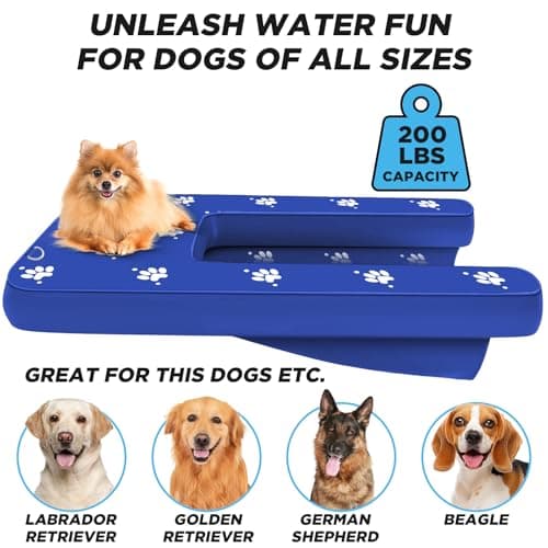 Inflatable Dock Platform, Dog Boat Ramp Floating Non-Slip Oxford and PVC with Lagre Water Ramp for Dogs Pool, Dock, Lake with Traction Rope, Manual Air Pump (4.7ft x 3ft x 6in) L02 - Thumbnail 6