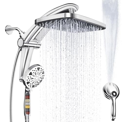 Rain Shower Head with filtered Handheld High Pressure rainfall Shower Heads with Handheld Spray Combo Adjustable one-piece stand daul shower head Built-in Magnetic Docking and Power Jets - Image 1