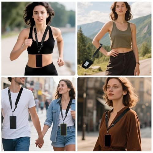 XC-Kluyr Clip&Go Strap for Phone with Wallet Crossbody Detachable Zippered Pouch&Phone Lanyard,RFID IDWindow & Card Slots (Black Fabric) - Thumbnail 6