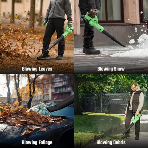 WORKPROX Leaf Blower Cordless, 20V Electric Blower with 4.0Ah Type-C Charging Battery, 138MPH 170CFM, Lightweight Handheld Mini Blowers for Lawn Care, Patio Cleaning, Dust, Blowing Leaves - Thumbnail 5