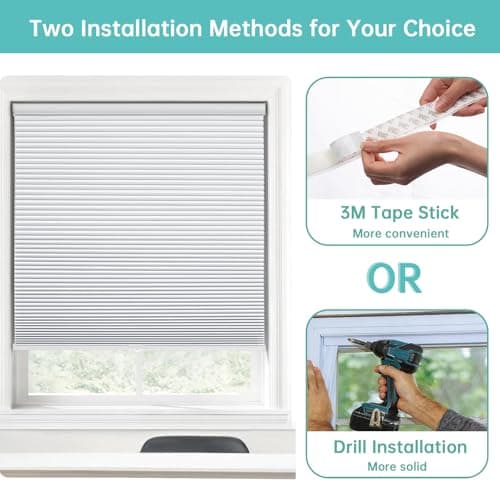 Changshade Blackout Cordless Cellular Shades for Windows,Honeycomb Blinds with Thermal Insulation,UV Protection,Child Safe,Privacy Light Control,Easy to Install（24" W x 50" H,White） - Thumbnail 3