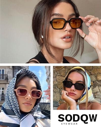 SODQW Trendy Square Sunglasses for Women 2025, 90s Vintage Designer Ladies Shades Fashion Sun Glasses - Thumbnail 5