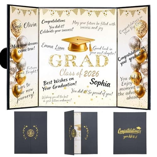 Black and Gold Graduation Party Decorations Class of 2026 - Extra Large 22" x 14" Graduation Guest Book to Sign Signature Board for Graduation Gifts Congrats Grad Party Favors Supplies Decor Keepsake - Image 1