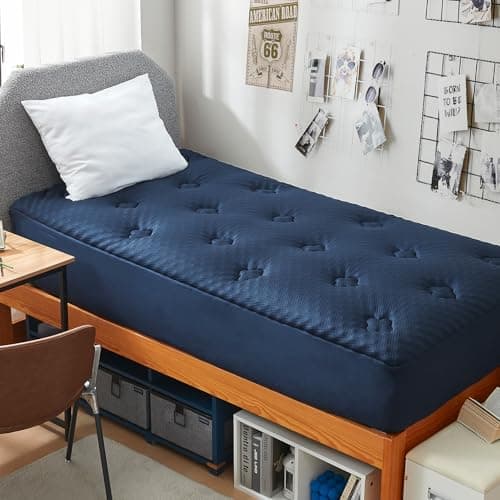 Hansleep Twin XL Mattress Pad Topper College Dorm Memory Foam, Twin XL Foam Mattress Topper Viscose Derived from Bamboo, Twin XL Size Bed Mattress Pad Cover for Back Pain Relief, 39" x 80", Navy Blue - Image 1