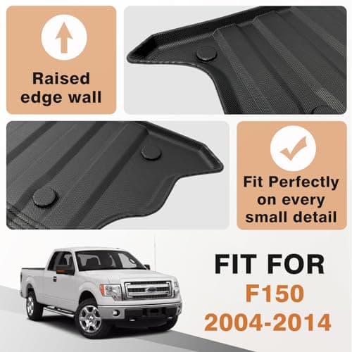 TripleAliners Truck Bed Mat Compatible with 2004-2014 Ford F150 Accessories 5.5FT Vehicle Perfectly Flush All Weather Protection TPE Heavy Duty Pickup Car Bed Cargo Mat - Thumbnail 3