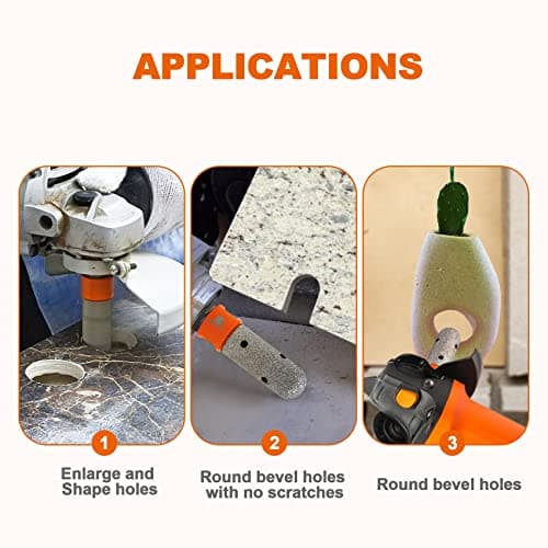 Diamond Finger Milling Bits,BRSCHNITT 1-3/16 Inch 30mm Dry Core Drill Bit with 5/8-11 Thread for Enlarging Shaping Existing Holes of Porcelain Tile Ceramic Marble Granite Countertop - Thumbnail 3