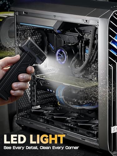 Super Wind Monster - 1 Min Fast Compressed Air Duster - 200000RPM Electric Air Duster Blower, 4-Gear Adjustable Electric Air Blower with Light, Rechargeable Dust Blower for Keyboard, PC, Car, and Home - Thumbnail 3