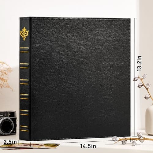 Targonixus Photo Album 4x6 600 Pockets Large Capacity Leather Album with Horizontal and Vertical Layout, Sturdy Dust-Proof Wedding Anniversary Memory Book for Family Travel Records, Black - Thumbnail 2