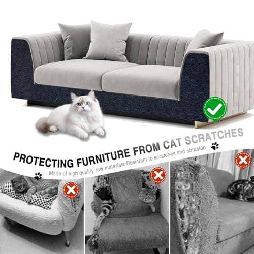 2Pack Total 78.7"x15.8" Cat Scratch Mat for Cat Couch Furniture and Wall Protector | Trimmable Self-Adhesive Carpet Climb Cat Scratcher for Covering Cat Tower and Replacement Pads (Blue) - Thumbnail 3