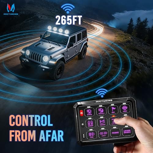 MICTUNING P1s-AC Wireless 12 Gang Switch Panel, 433MHz Remote Control Range Up to 265FT Plug and Play 12v Multifunction Toggle Momentary Pulsed Strobe Circuit Control Relay System Box for Car Truck RV - Thumbnail 3