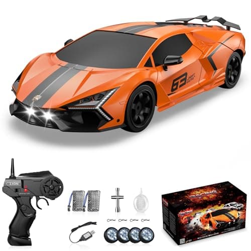 Sakeye RC Drift Car, Drifting RC Car 2.4GHz 1:16 Remote Control Cars 4WD High Speed Racing Vehicle with LED Lights Two Batteries and Drifting Tires Sport Toy Cars for Adults Boys Girls Kids Orange - Image 1