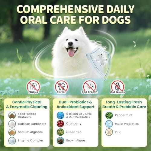 POPPAW Dog Dental Powder – Teeth Cleaning Powder with 6B CFU Probiotics, Enzymes & Antioxidants, Plaque & Tartar Off, Fresh Breath Support, 75 Days, Mint Chicken Flavor, No Brushing Oral Care - Thumbnail 3