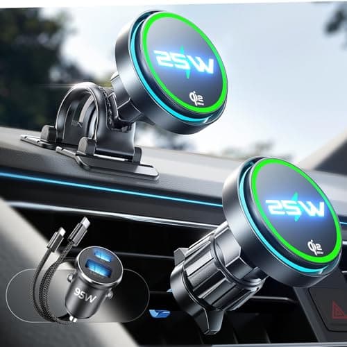 LISEN for Qi2.2 25W MagSafe Car Mount Charger，[Top Spec with Cooling Fan＆95W Fast Adapter] Wireless Car Charger 25W Galaxy S26 Ultra Car Charger Fast Charging for iPhone 17 Pro Max Air 16-12 Series - Image 1