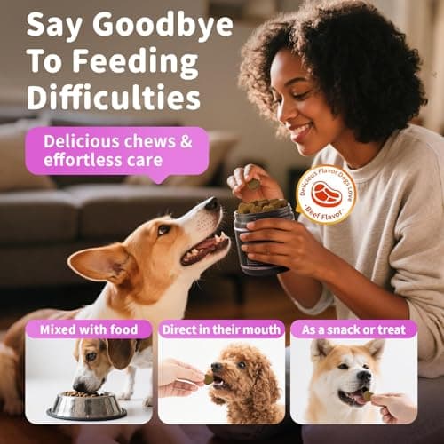 POPPAW Itch Relief for Dogs - Turmeric Supplements for Itching Skin Comfort & Coat Health & Seasonal Allergy Care, Immune Support Supplement with Omega-3 Fish Oil, Biotin - Beef Flavor - 90 Count - Thumbnail 6