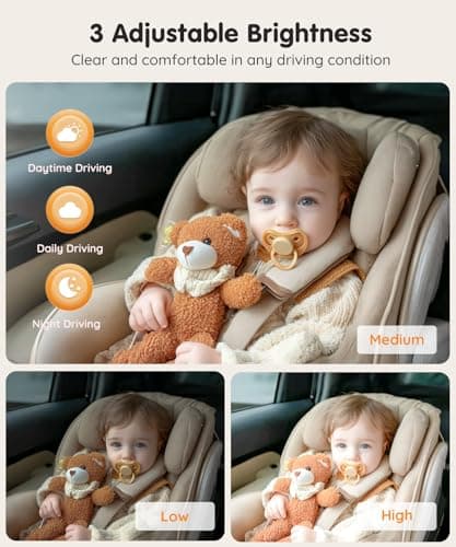 Babyvue BV3PRO 7.2" 1080P HD Dual Camera Car Baby Monitor for 2 Kids, IR Night Vision, Easy Installation, Brightness Adjustment, Car Seat Camera, Ideal Gift for Girls and Pets Monitoring - Thumbnail 4
