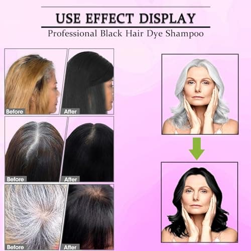 Dark Black Hair Dye Shampoo Instant 3 in 1 for Gray Hair Coverage - Herbal Formula, Semi-Permanent Hair Color in 10 Minutes, Lasts 30 Days, 100% Grey Coverage Shampoo for Men & Women (16.9 Fl Oz) - Thumbnail 3