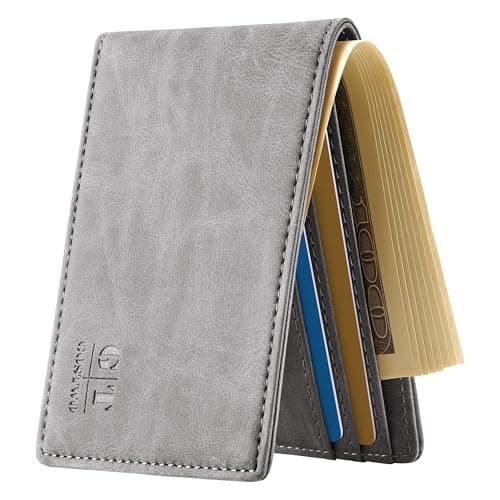 Gostwo Slim Rfid Wallet for Men Minimalist Leather ID Window Front Pocket Bifold Wallet Bussiness Card Holder Gift for Men - Image 1