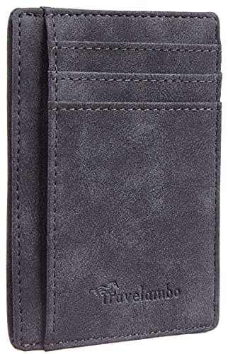 Travelambo Slim Wallet Front Pocket Minimalist Leather RFID Blocking Medium Size - Image 1
