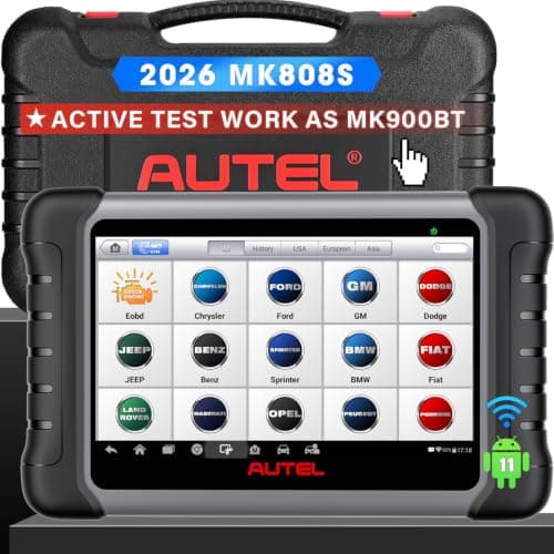 Autel Scanner MaxiCOM MK808S, 2026 OBD2 Scan Tool as MaxiCheck MX808S MX900 MK900BT MK808BT Pro, 3000+ Active Test, 28+ Service for 200+ Brands, OE All System Diagnostics, FCA & SGW, 10X Faster OS 11