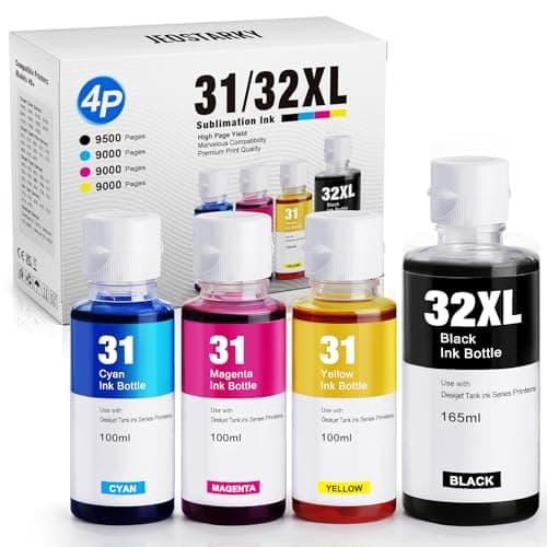 Jeoskarky Compatible for HP 31xl Color HP 32xl Black Ink Bottle for HP Smart Tank 7602 6001 5101 7301 6000 5102 5000 5103 7002 7001 7302 Series for Smart Tank Plus 651 551 Printers (4 Bottles) - Image 1