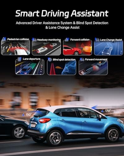 Pelsee P3 4K Dash Cam Front and Rear, 64GB SD Card, 4K+1080P Dual Dash Camera for Cars with Wi-Fi, GPS, ADAS, BSD, LCA, 3’’ IPS Display Car Camera, APP & Voice Control, Night Vision, 24H Parking Mode - Thumbnail 4